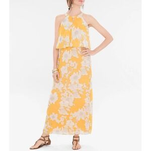 Chico's Dress Women's Size 4/XXL Yellow Floral Overlay Maxi‎ Summer Beach